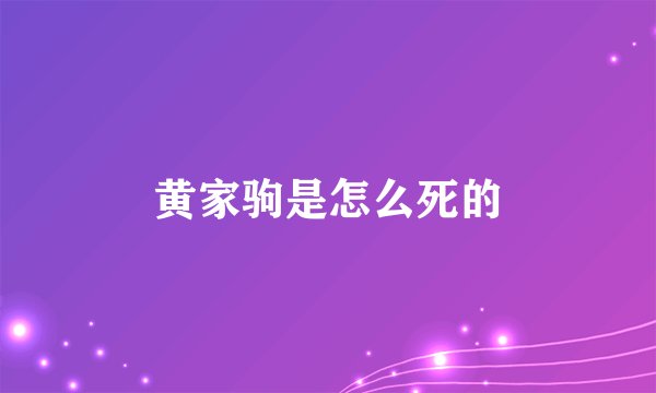 黄家驹是怎么死的