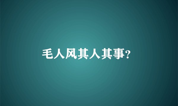 毛人风其人其事？