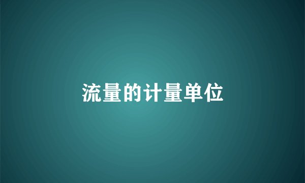 流量的计量单位