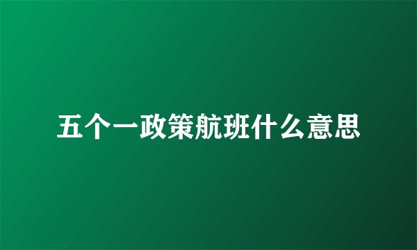 五个一政策航班什么意思