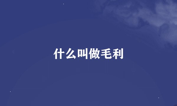什么叫做毛利