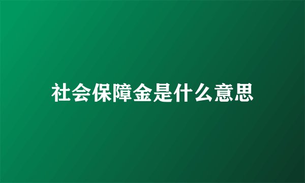社会保障金是什么意思