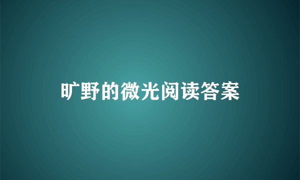 旷野的微光阅读答案