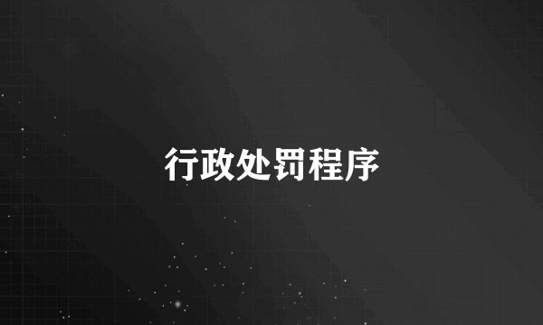 行政处罚程序