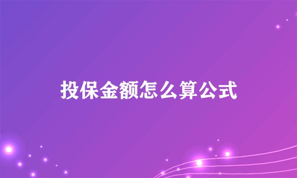 投保金额怎么算公式