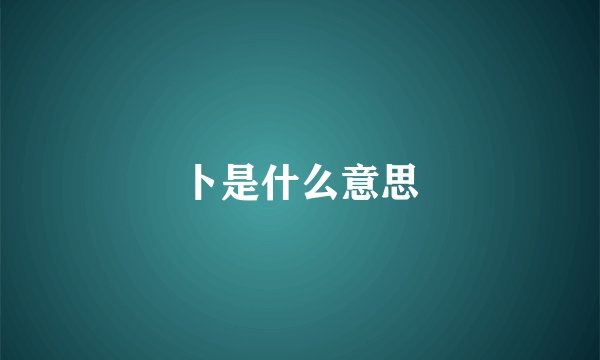 卜是什么意思