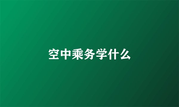空中乘务学什么