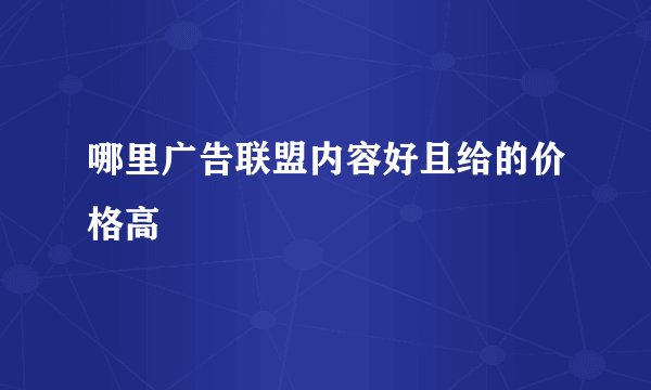 哪里广告联盟内容好且给的价格高
