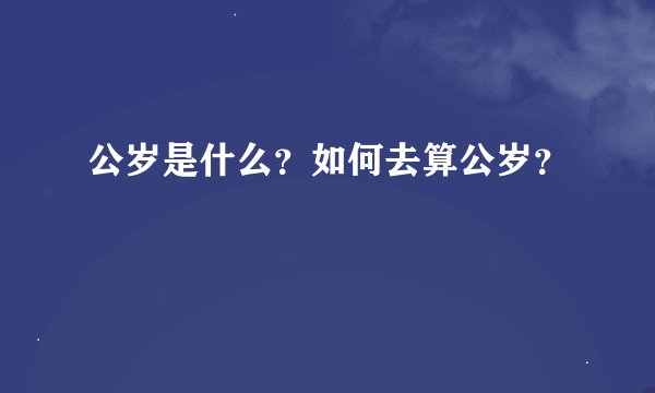公岁是什么?如何去算公岁?