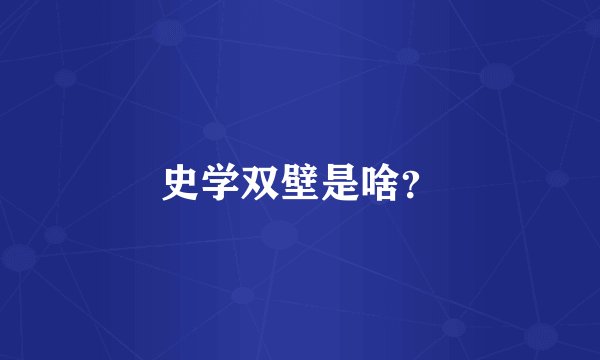 史学双壁是啥？
