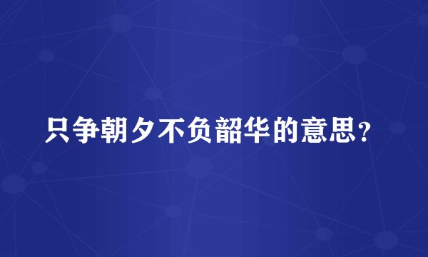 只争朝夕不负韶华的意思?