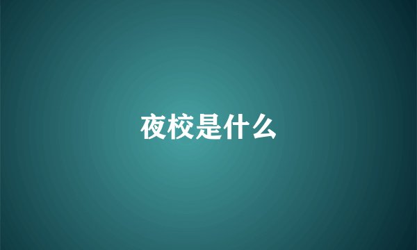 夜校是什么
