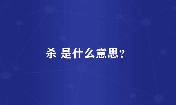 杀 是什么意思？