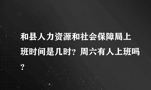 和县人力资源和社会保障局上班时间是几时?周六有人上班吗?