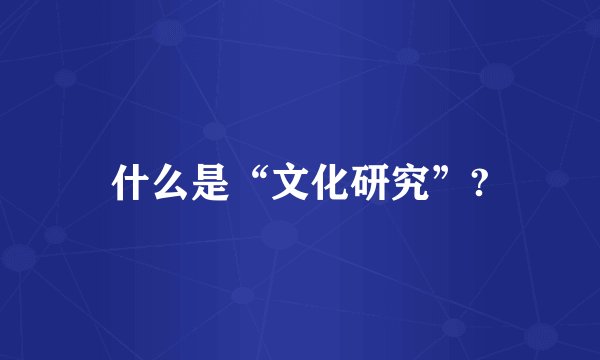 什么是“文化研究”?