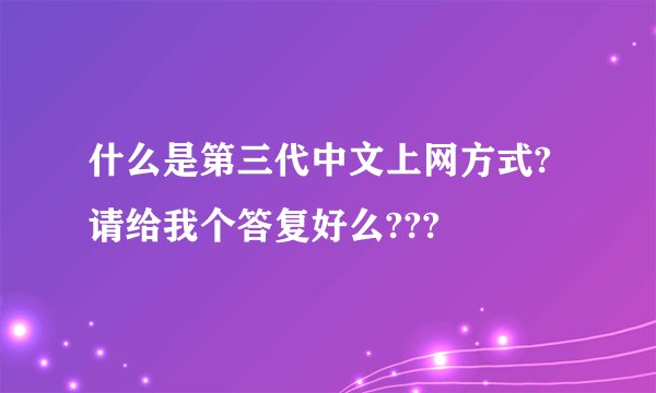 什么是第三代中文上网方式?请给我个答复好么???