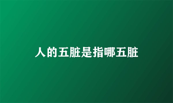 人的五脏是指哪五脏