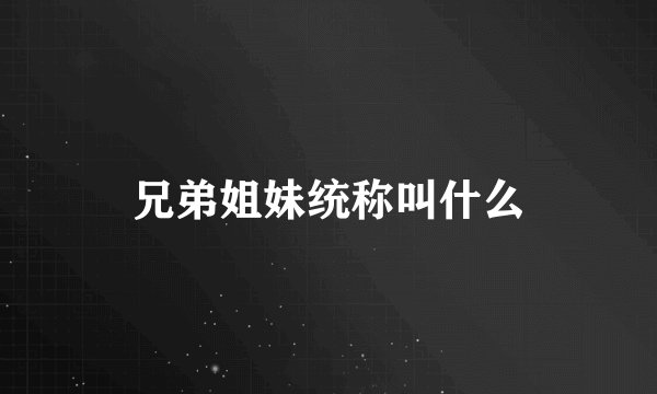 兄弟姐妹统称叫什么