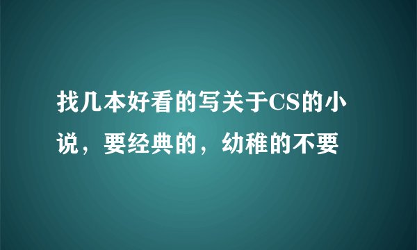 找几本好看的写关于CS的小说，要经典的，幼稚的不要
