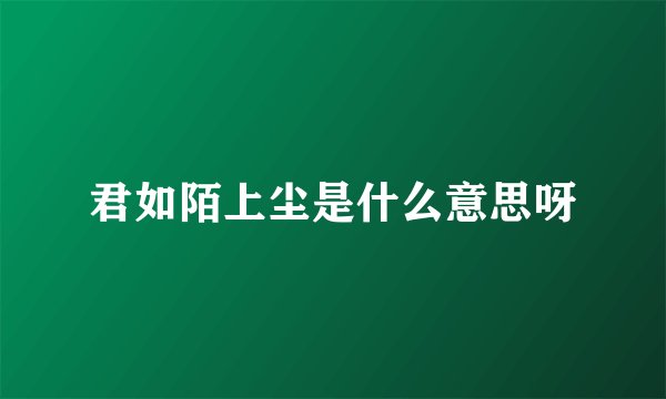 君如陌上尘是什么意思呀