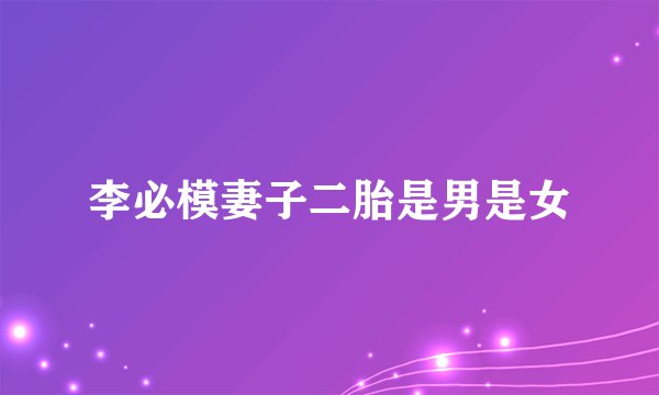李必模妻子二胎是男是女