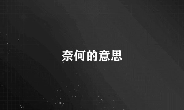 奈何的意思