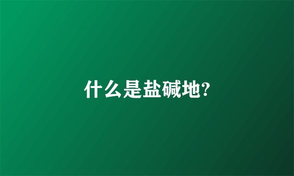 什么是盐碱地?