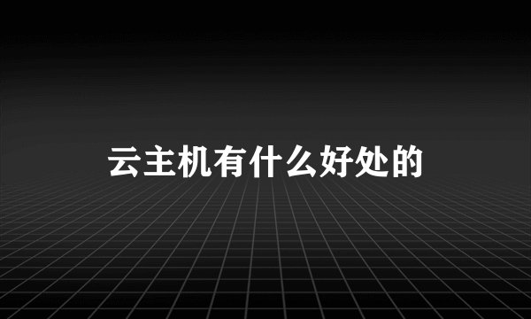 云主机有什么好处的